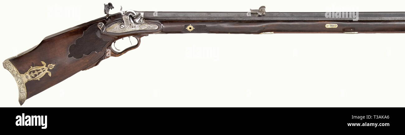 Civile bracci lunghi, flintlock e caplock, caplock fucile bersaglio, Freising, circa 1830/40, Additional-Rights-Clearance-Info-Not-Available Foto Stock