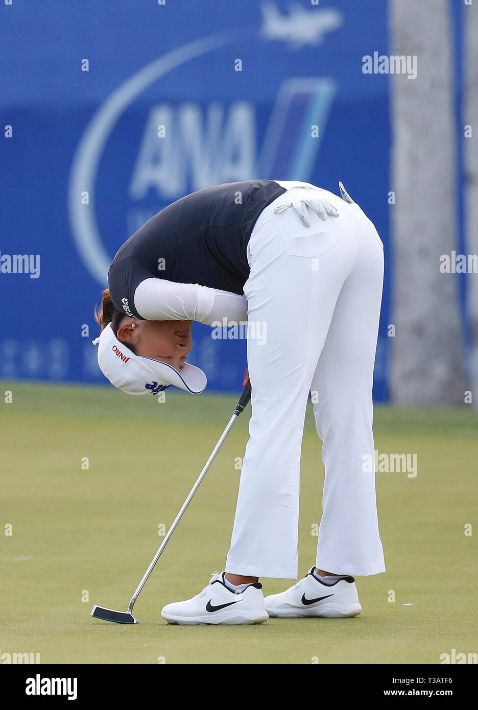 Aprile 07, 2019 Jin giovani Ko della Corea del Sud celebra dopo la vittoria del 2019 ANA ispirazione torneo di golf al Mission Hills Country Club in Rancho Mirage, California. Charles Baus/CSM Foto Stock