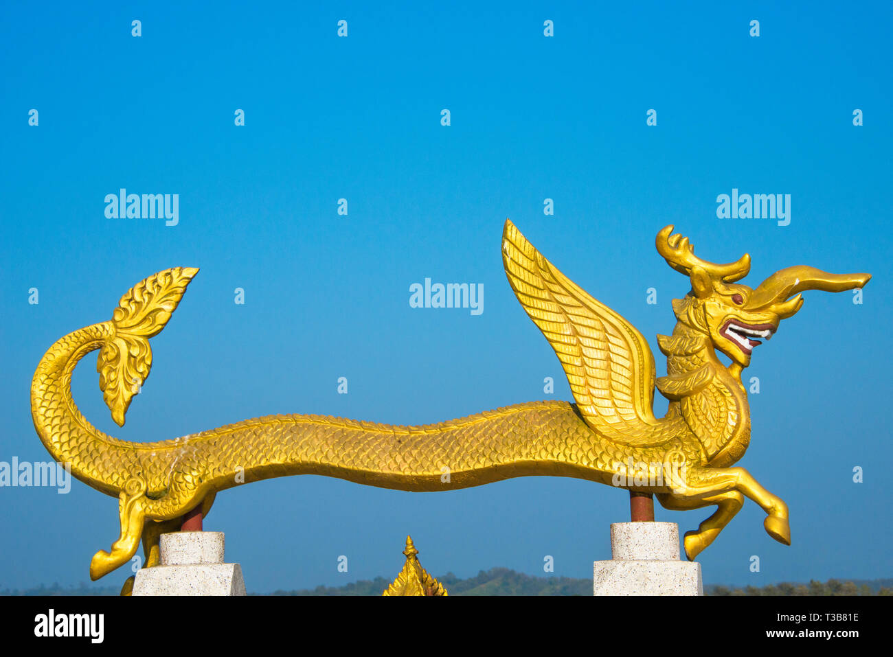 Dragon statua nel Tempio d'oro, il più grande Theravada tempio buddista in Bangladesh e ha il paese della seconda più grande statua del Buddha, Bandarban, Chi Foto Stock