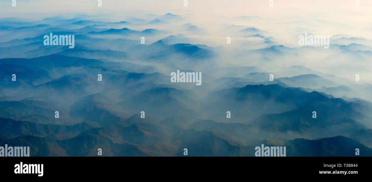 Vista aerea della montagna, Asia del Sud Foto Stock