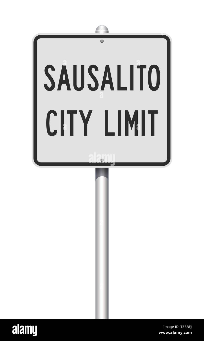 Illustrazione Vettoriale di Sausalito limite della città cartello bianco Illustrazione Vettoriale