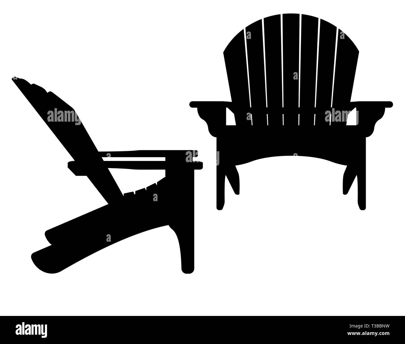 Spiaggia o poltrona da giardino contorno nero silhouette illustrazione vettoriale isolati su sfondo bianco Foto Stock