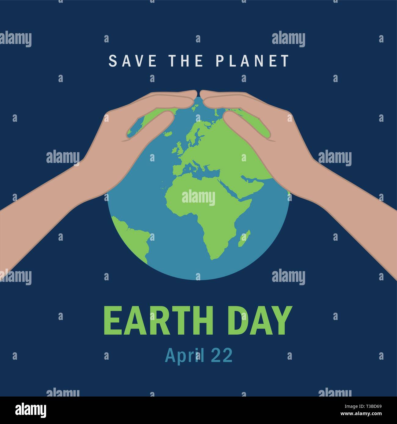 Proteggere le mani sulla terra il 22 aprile la Giornata della terra a salvare il pianeta concetto illustrazione vettoriale EPS10 Illustrazione Vettoriale