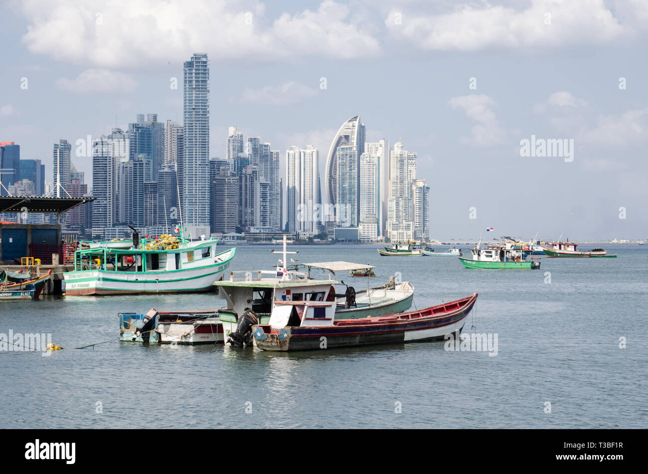 Panama City skyline come visto dal lungomare Foto Stock