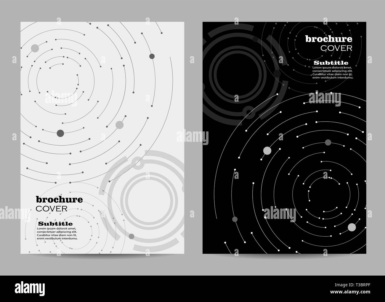 Modello brochure layout design. Disegno geometrico con linee collegate e punti Illustrazione Vettoriale