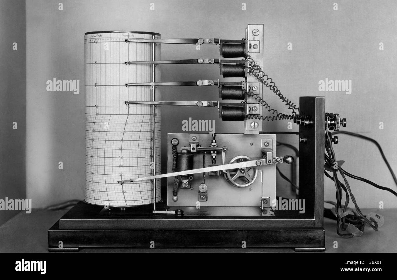 Anemograph per misurare la velocità del vento, 1950 Foto Stock