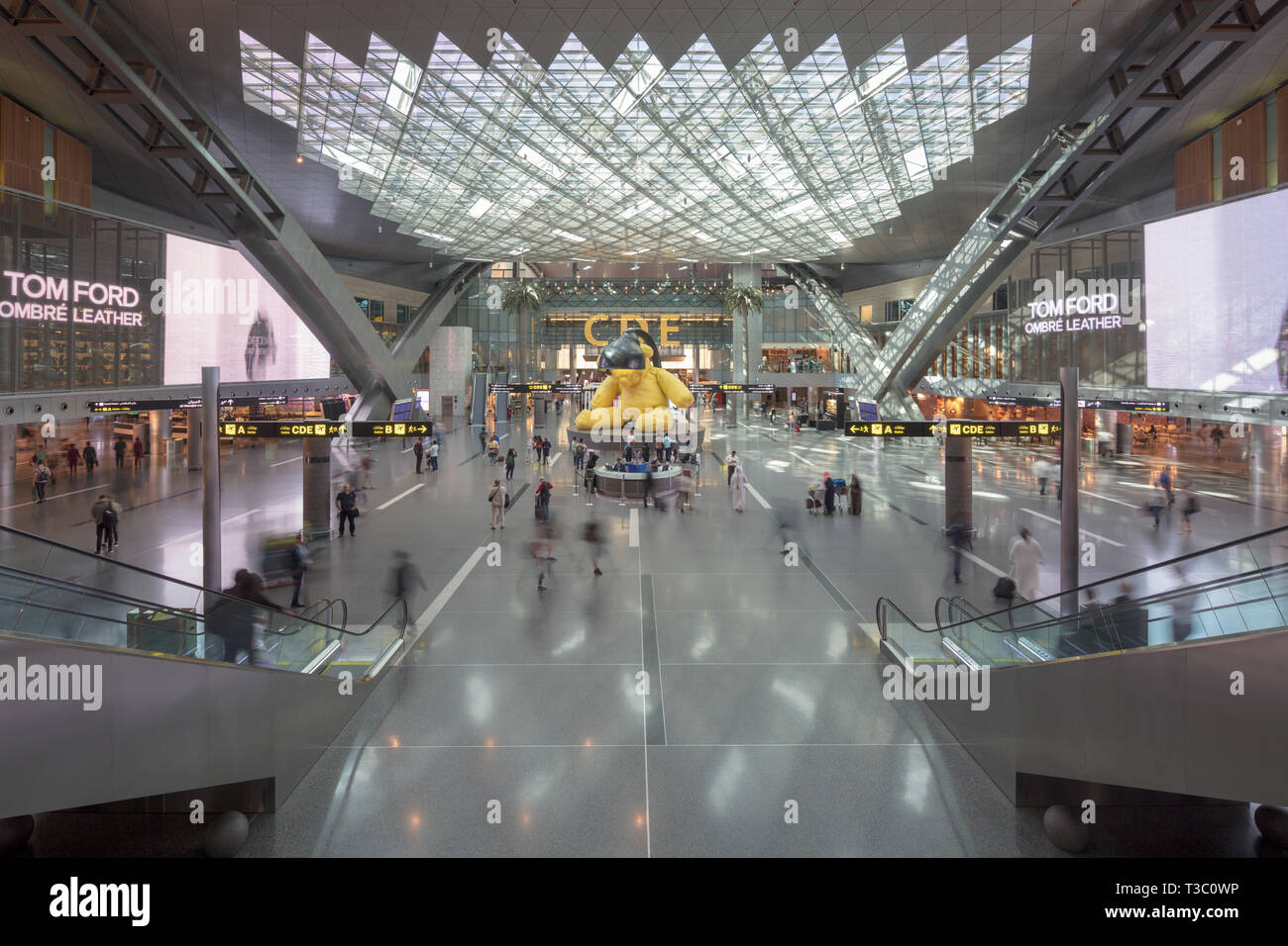 Area di transito, aeroporto di Doha, in Qatar Foto Stock