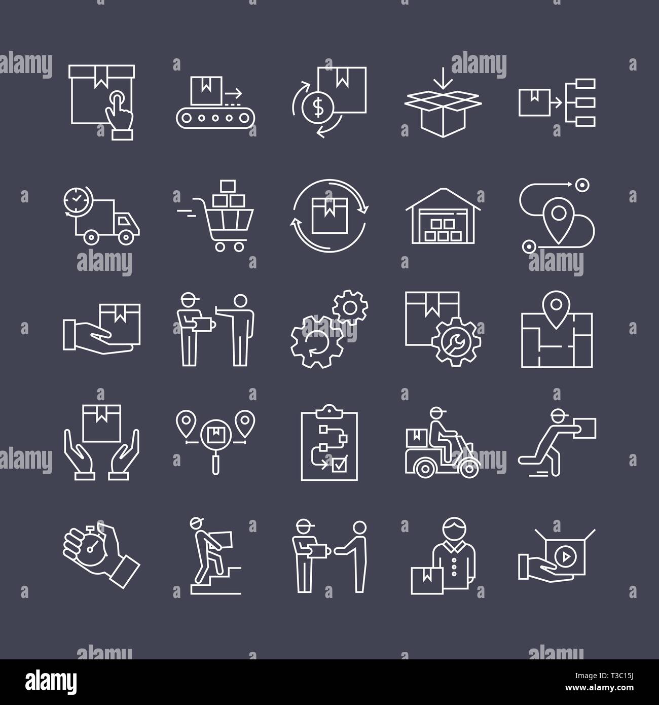 Consegna rapida logistic icone grandi serie in stile appartamento. Illustrazione Vettoriale