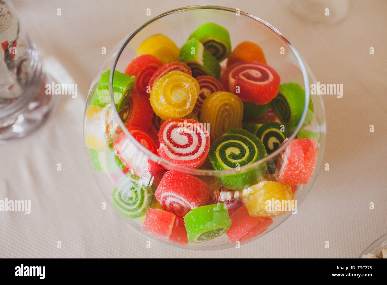 Tabella di Dessert - marmellata colorati. Candy bar Foto Stock