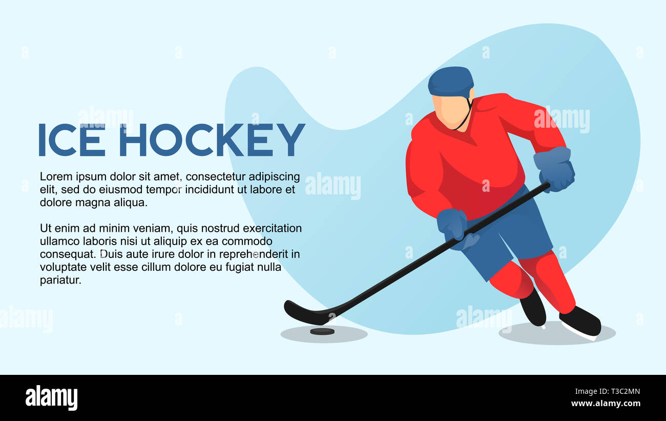 Hockey su ghiaccio pagina web banner e il modello di presentazione semi piatta illustrazione dello stile Foto Stock