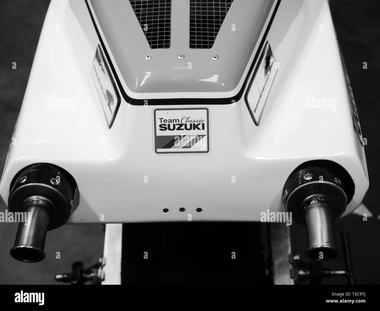 Classico del team Suzuki RG500 come cavalcato da Danny Webb Foto Stock