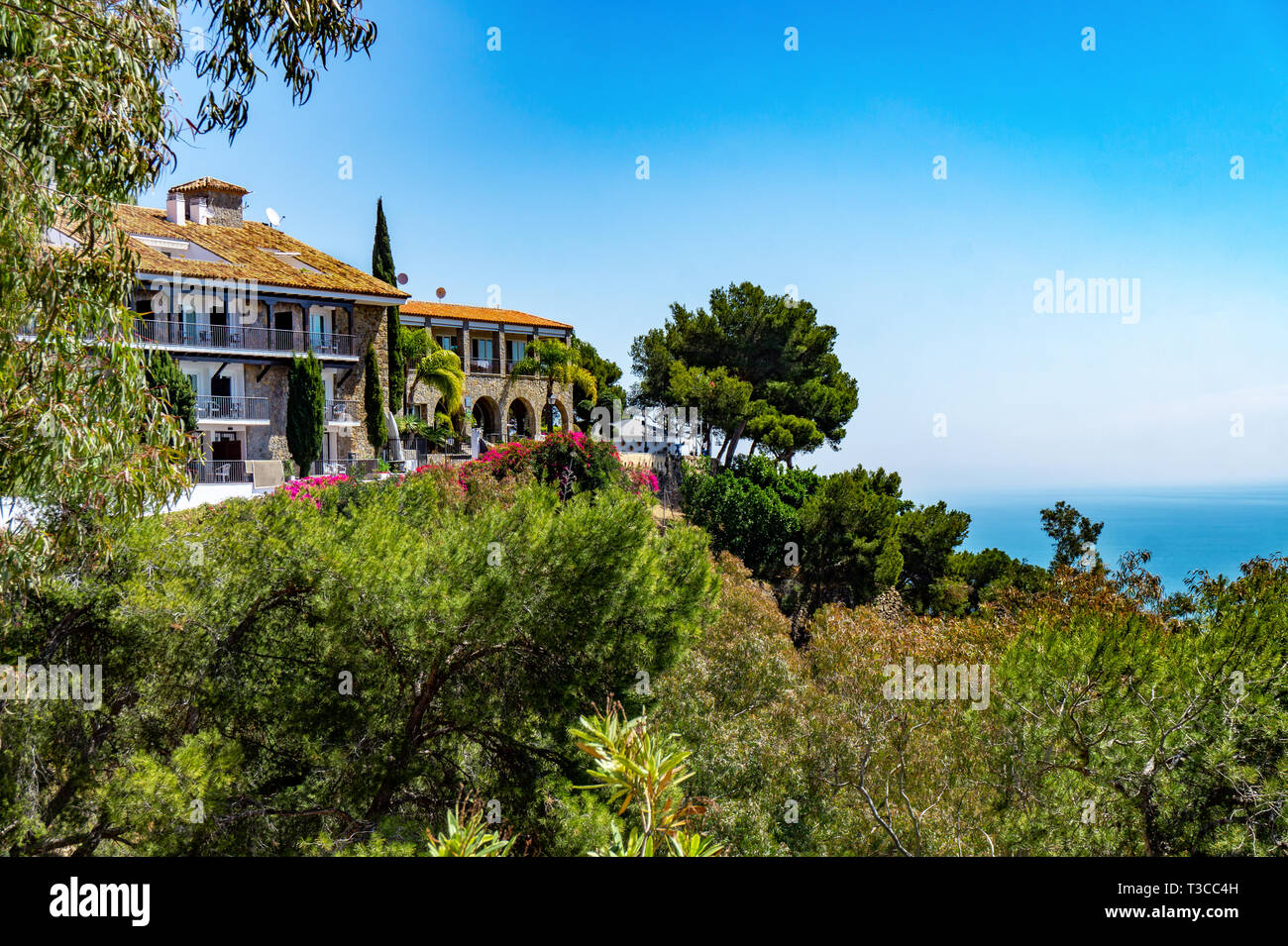 Lussuoso costoso ville con vista sul mare a Malaga Spagna nella natura Foto Stock