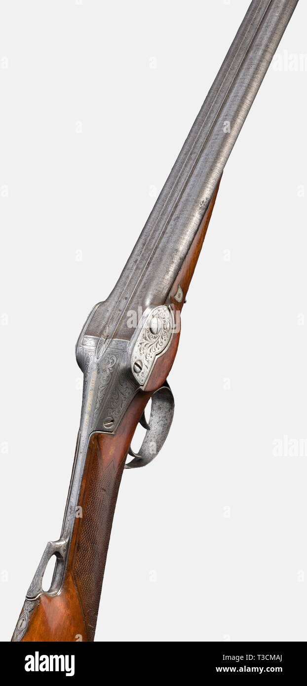 Bracci lunghi, moderne armi da caccia, la doppietta System Robert, Parigi, 1830 - 40, calibro 16, Additional-Rights-Clearance-Info-Not-Available Foto Stock
