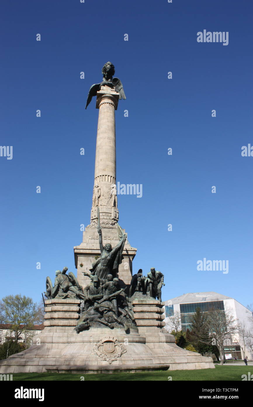 La Guerra Peninsulare, celebrazione statua in Boavista Park a Oporto, Portogallo. Foto Stock