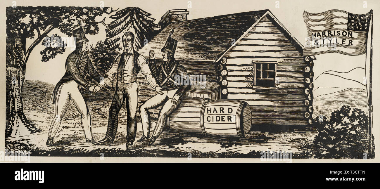 William Henry Harrison e John Tyler campagna elettorale emblema, Xilografia, 1840 Foto Stock