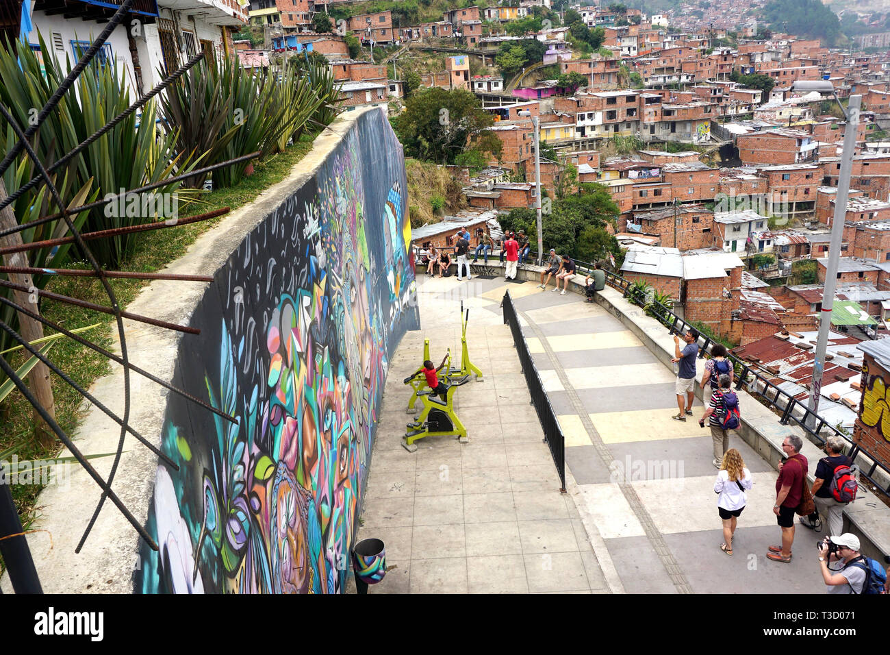 Angolo di Alta Vista della Comuna 13, Medellin, Colombia Foto Stock