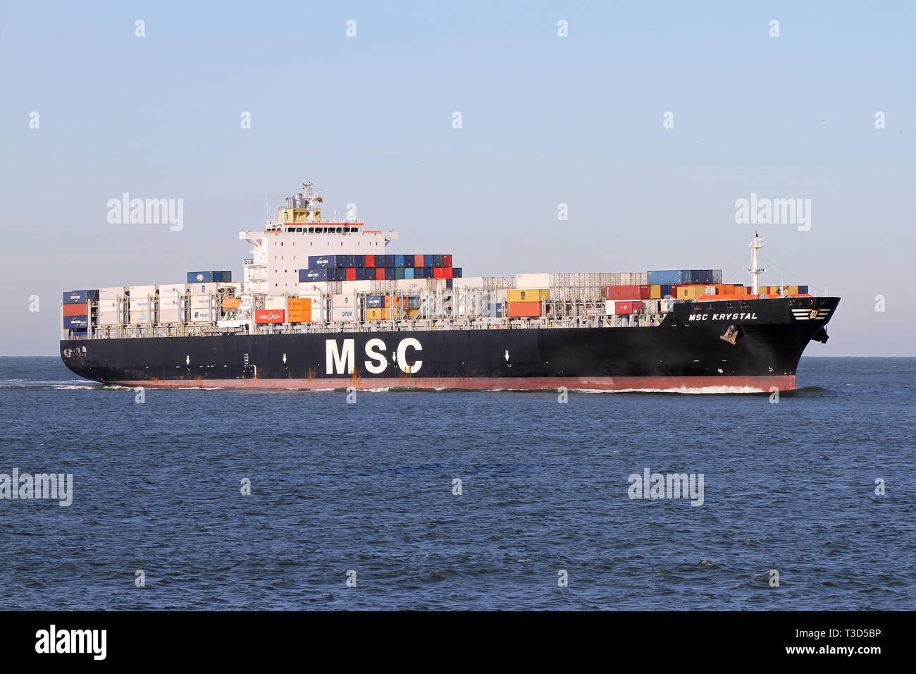 Il contenitore nave MSC Krystal arriverà al porto di Rotterdam il 25 novembre 2016. Foto Stock