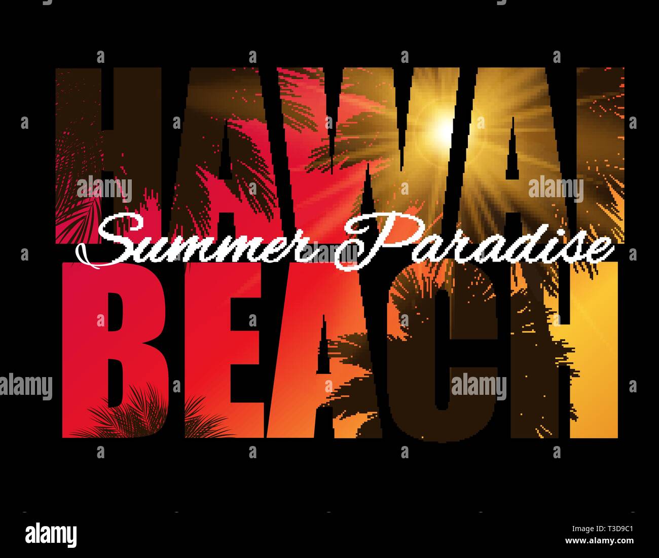 Hawai spiaggia paradiso estivo Abstract Palm Background. Illustrazione Vettoriale Illustrazione Vettoriale