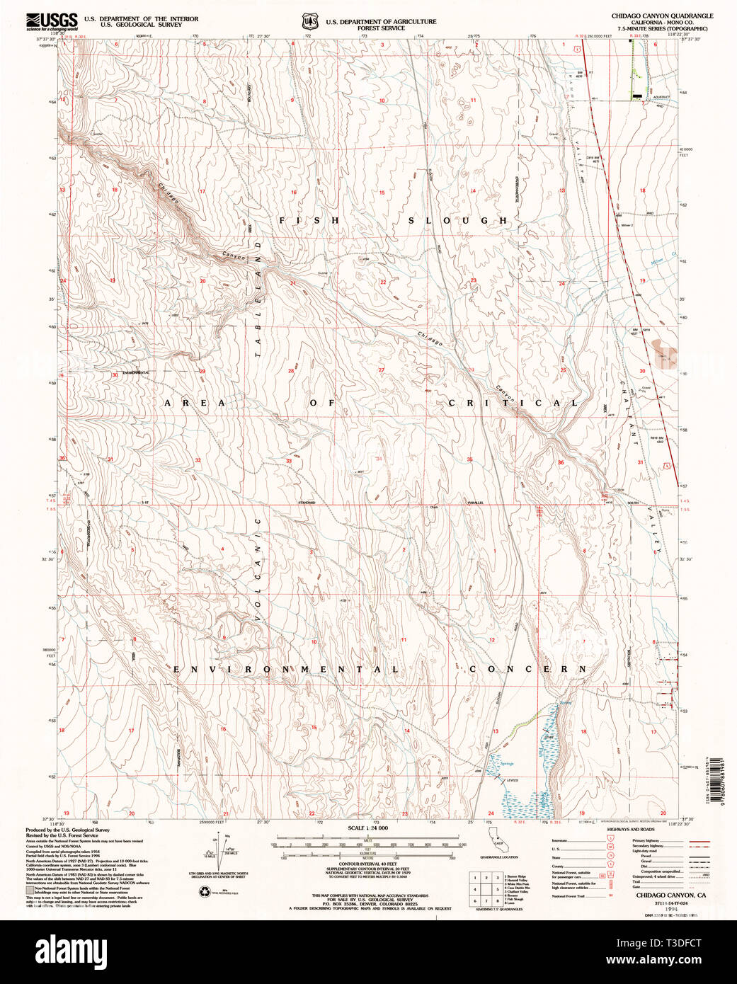 USGS TOPO Map California CA Chidago Canyon 100186 1994 24000 Restauro Foto Stock