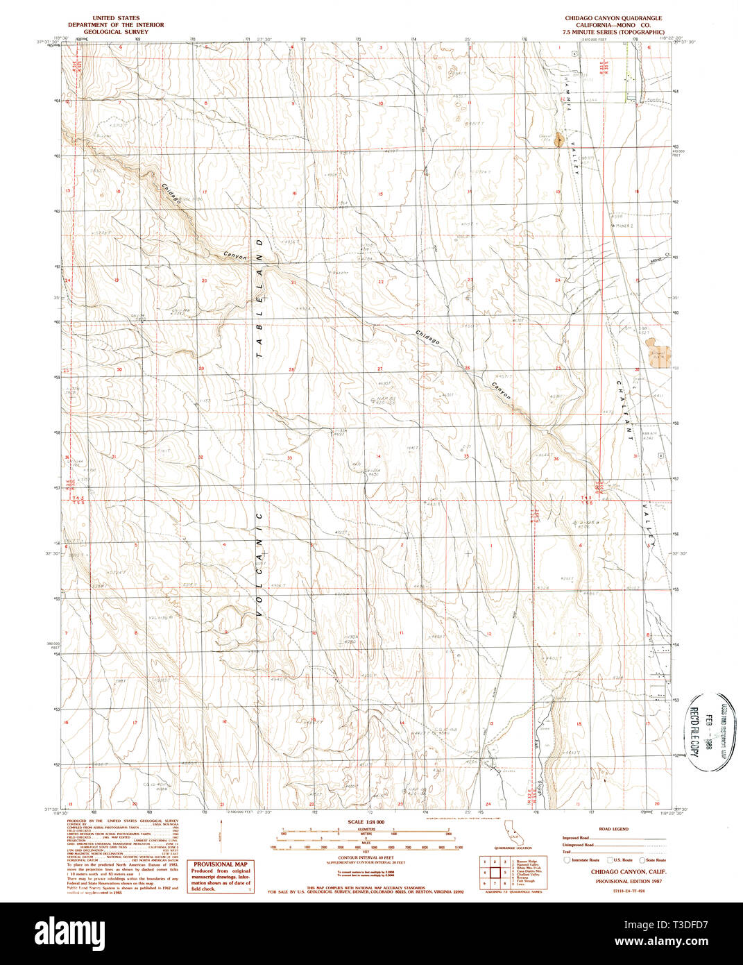 USGS TOPO Map California CA Chidago Canyon 289174 1987 24000 Restauro Foto Stock