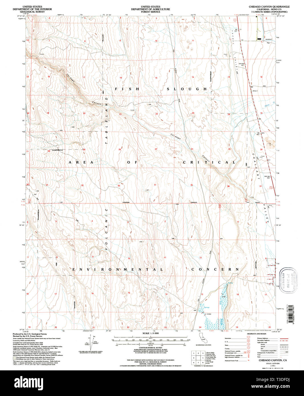 USGS TOPO Map California CA Chidago Canyon 289175 1994 24000 Restauro Foto Stock