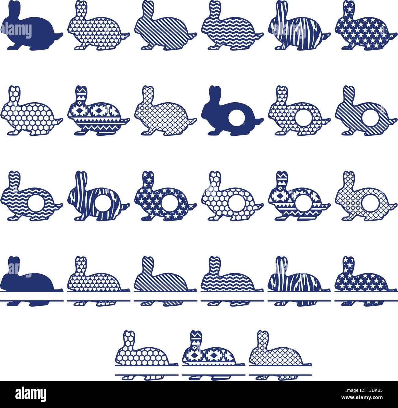 Una grande collezione di conigli pasquali Illustrazione Vettoriale