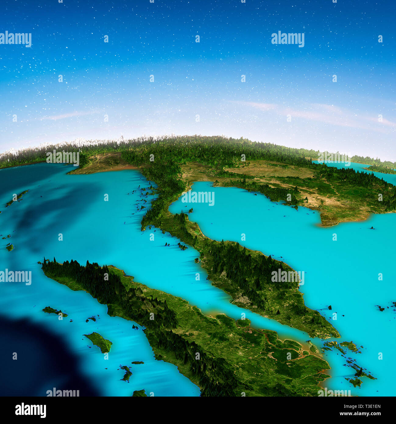 Sud-est asiatico dello sfondo. Gli elementi di questa immagine fornita dalla NASA. Il rendering 3D Foto Stock