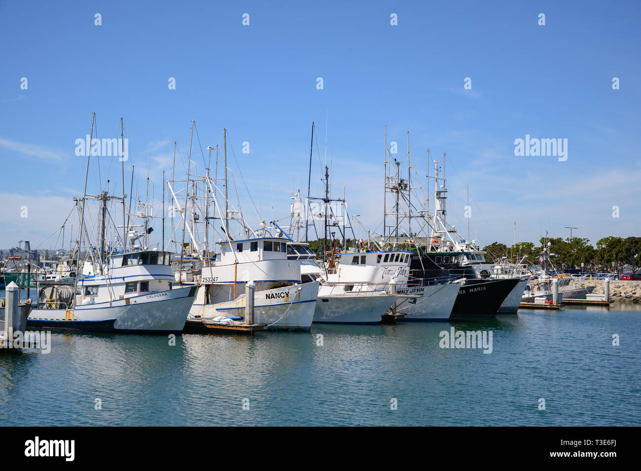 07 aprile 2019, San Diego, California. Barche ormeggiate nel porto di tonno. Foto Stock