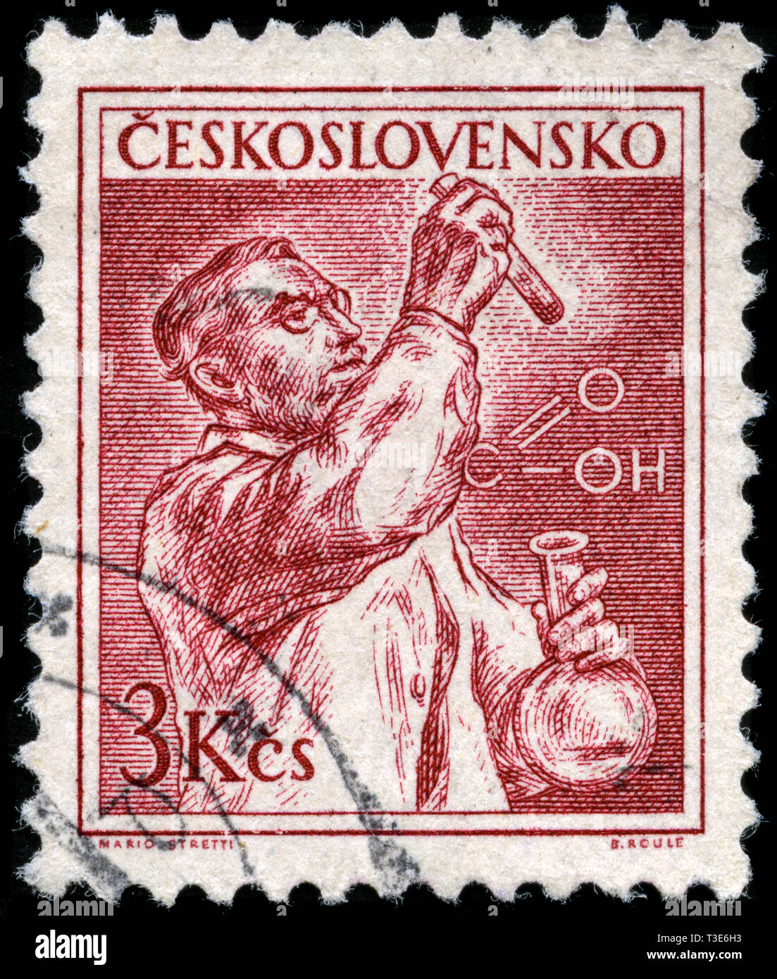 Francobollo dall'ex membro della Cecoslovacchia in professioni serie emesse nel 1954 Foto Stock
