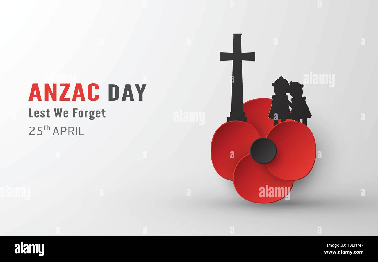 Felice Anzac Day il 25 aprile per coloro che hanno servito e morì in Australia e Nuova Zelanda la guerra. Elemento di modello di progettazione per banner, poster, saluto, invito Illustrazione Vettoriale