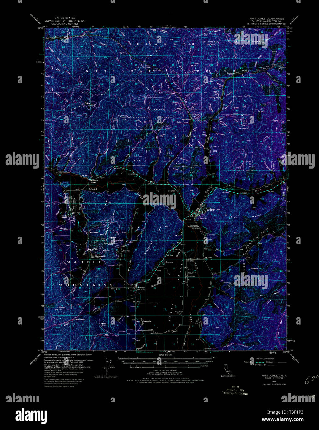 Mappa di fort jones in california immagini e fotografie stock ad alta