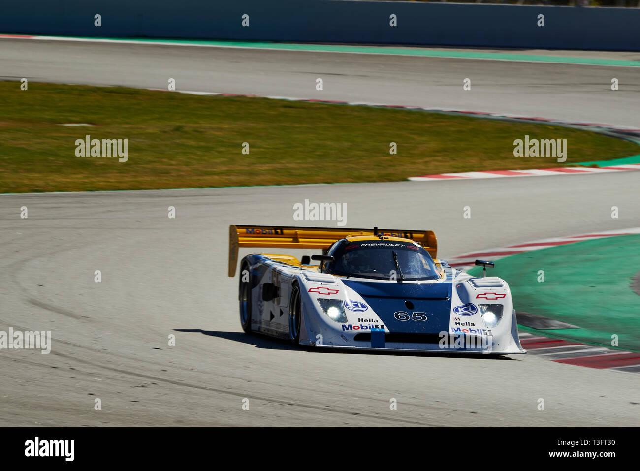 Barcellona, Spagna. 7 Aprile, 2019. Mike Wrigley (GBR) guida Spice SE89C 1989 durante l'Espiritu de Montjuic presso il Circuito di Catalunya. Credito: Foto Stock