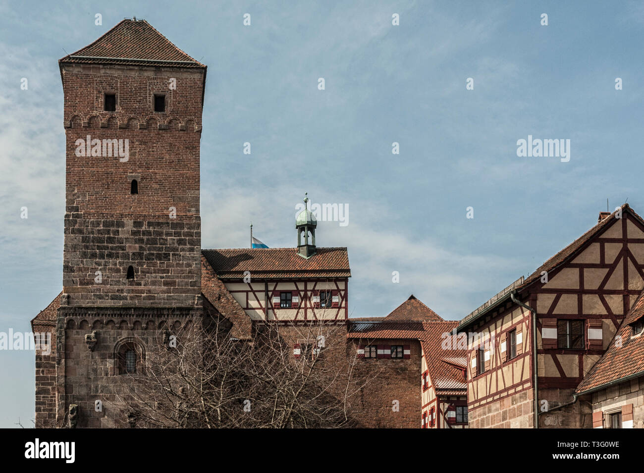 Norimberga castello imperiale (Keiserburg) dal Sacro Romano Impero - uno dei principali luoghi di interesse turistico della città e il simbolo di Norimberga - Germania Foto Stock