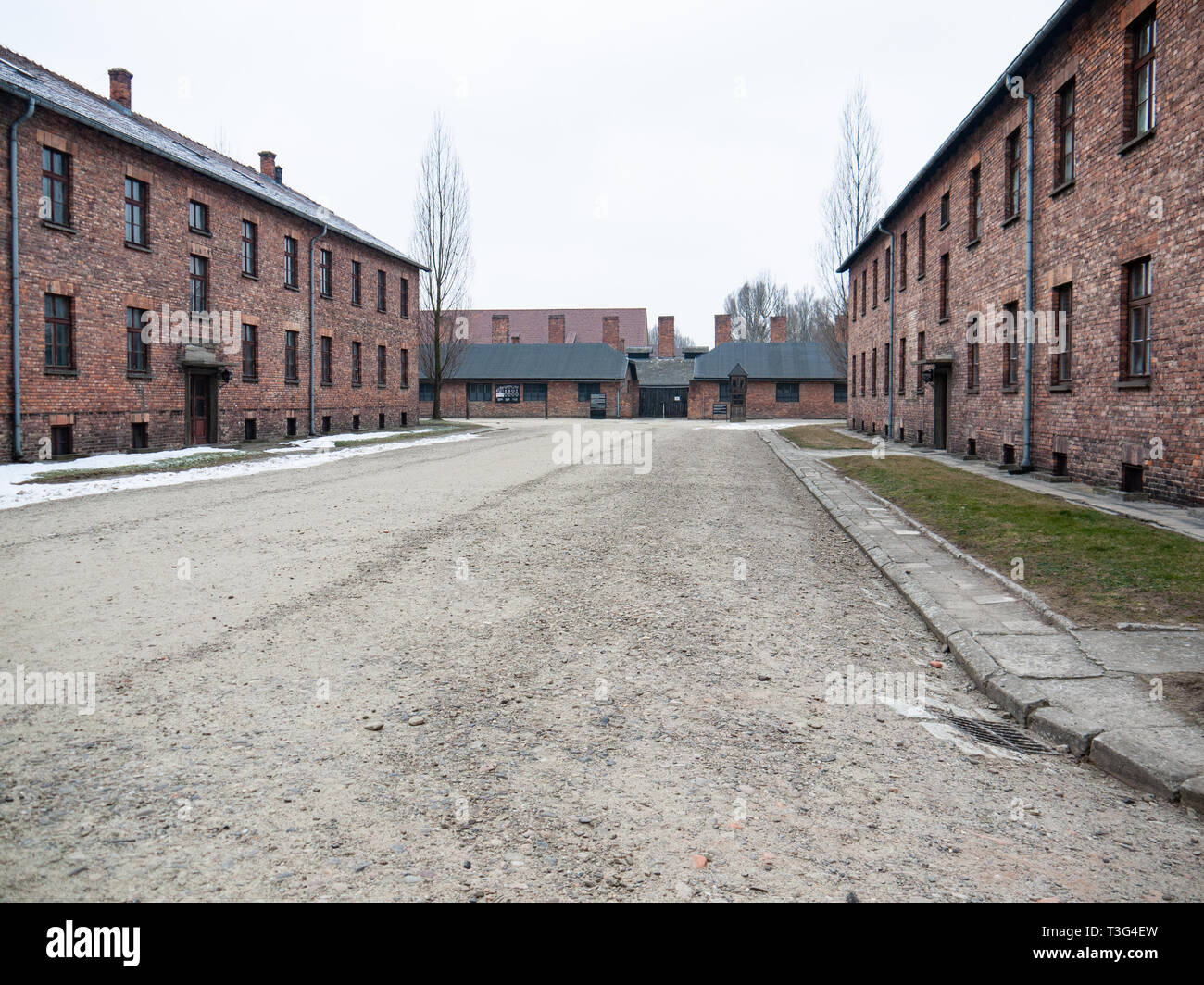 Edifici al campo di concentramento di Auschwitz e morte camp, Polonia Foto Stock