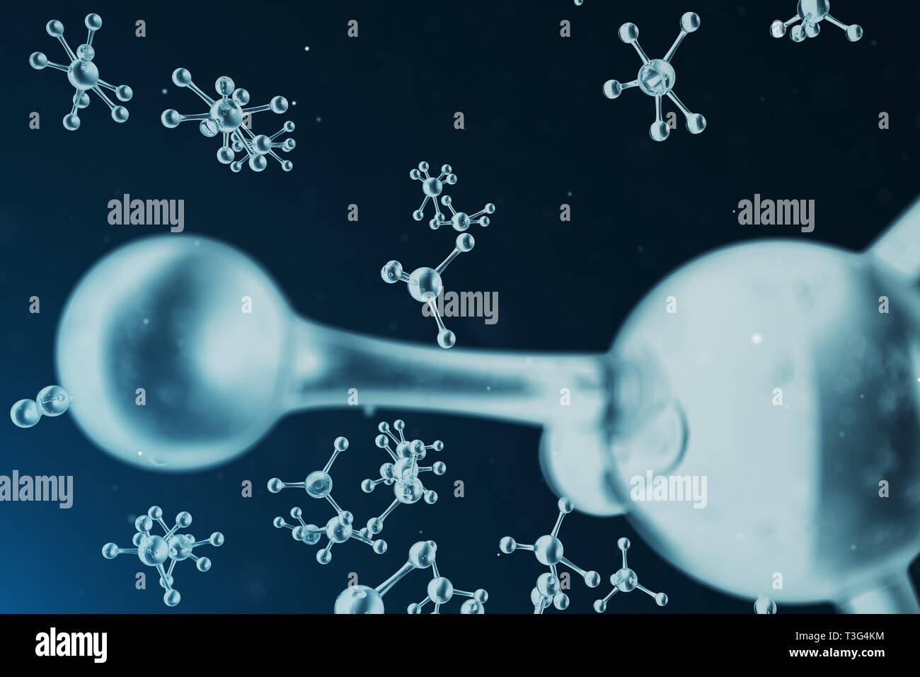 3D illustrazione molecola struttura. Medico scientifico sfondo con atomi e molecole. Background scientifico per il vostro banner, flyer, modello, te Foto Stock