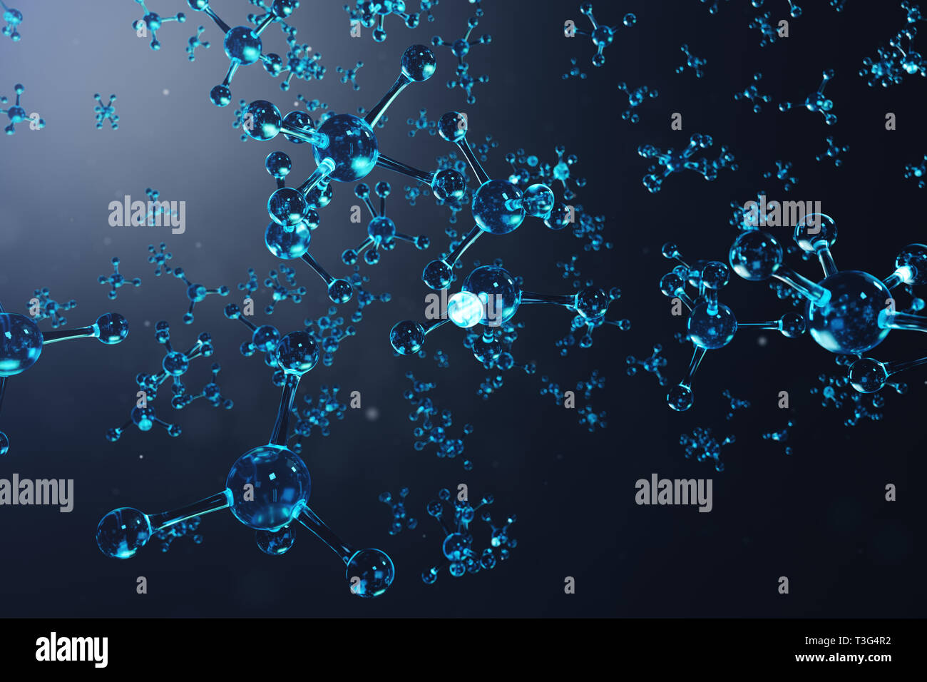 3D illustrazione molecola struttura. Medico scientifico sfondo con atomi e molecole. Background scientifico per il vostro banner, flyer, modello, te Foto Stock