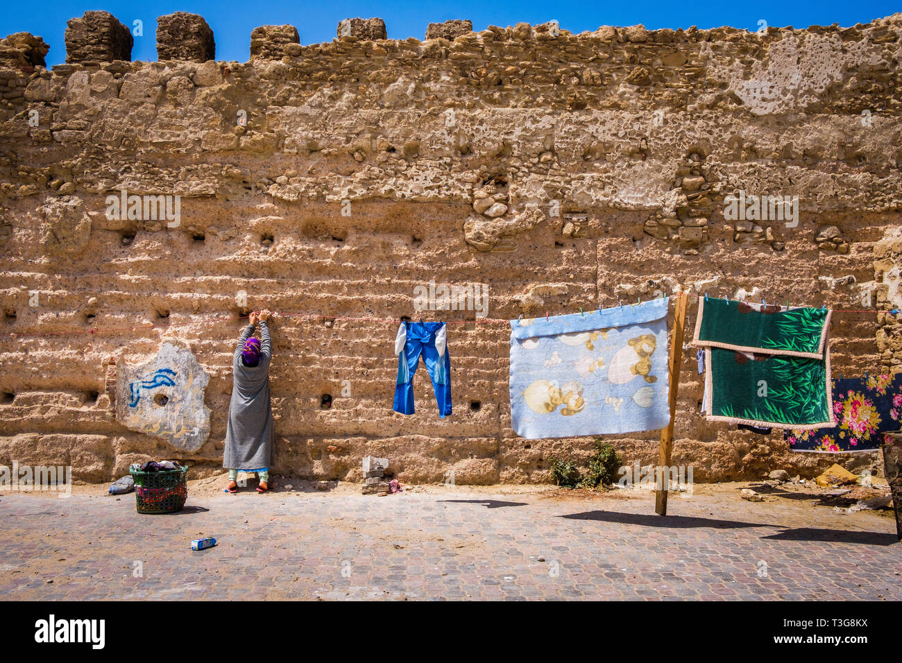 Il Marocco. Essaouira. Città e porto sulla costa atlantica del Marocco con la sua medina registrato come sito del Patrimonio Mondiale dell'UNESCO. Nel Mellah, vecchio ebreo Foto Stock