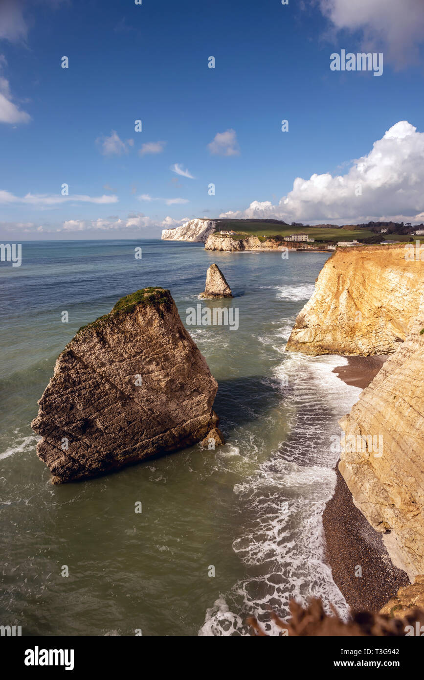 La baia di acqua dolce nell'Isola di Wight Foto Stock