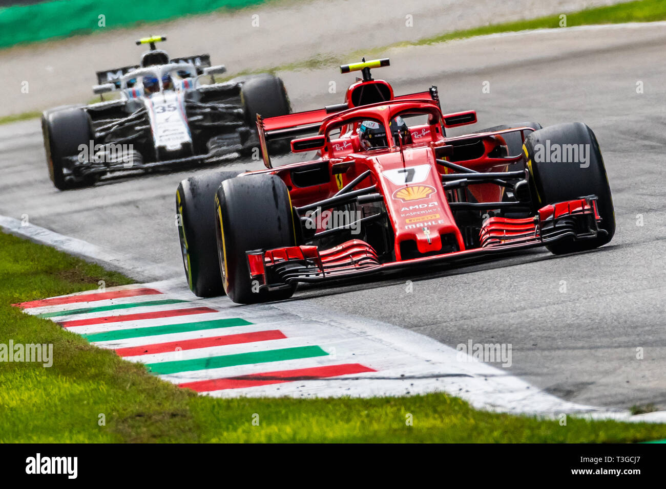 Monza/Italia - #7 Kimi Raikkonen (Ferrari) alla chicane Roggia durante il GP DI ITALIA Foto Stock