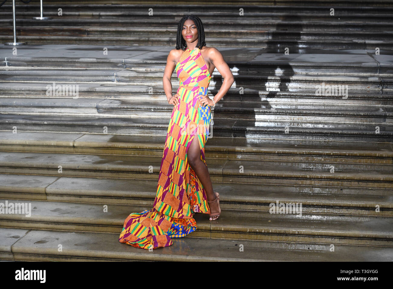 L'attrice Michaela Coel arriva a partecipare al global premiere di Netflix è 'il nostro pianeta' presso il Museo di Storia Naturale di Kensington, Londra. Foto Stock