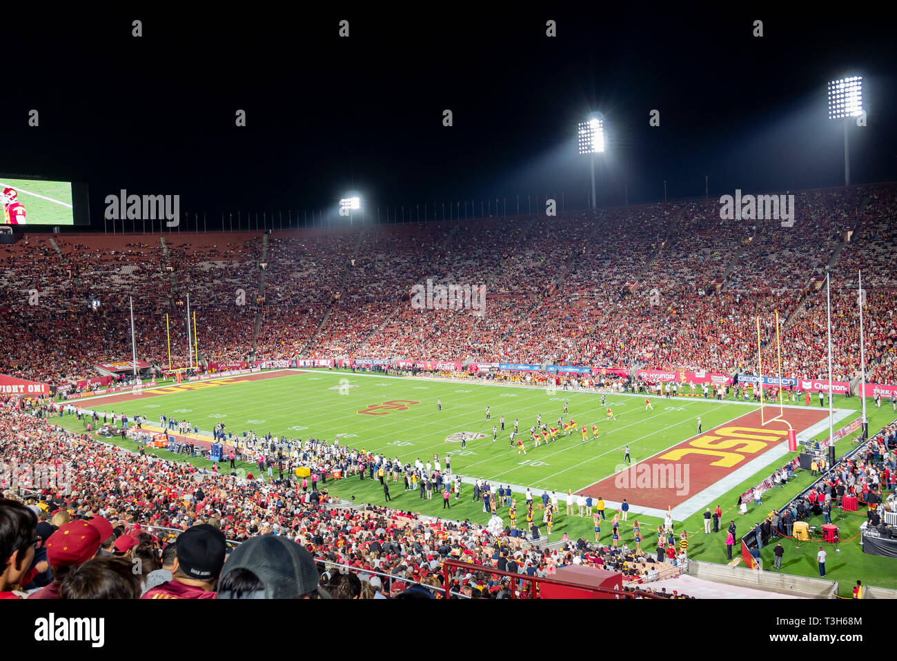 Los Angeles, MAR 26: vista notturna di USC football concorrenza sul Mar 26, 2016 a Los Angeles in California Foto Stock
