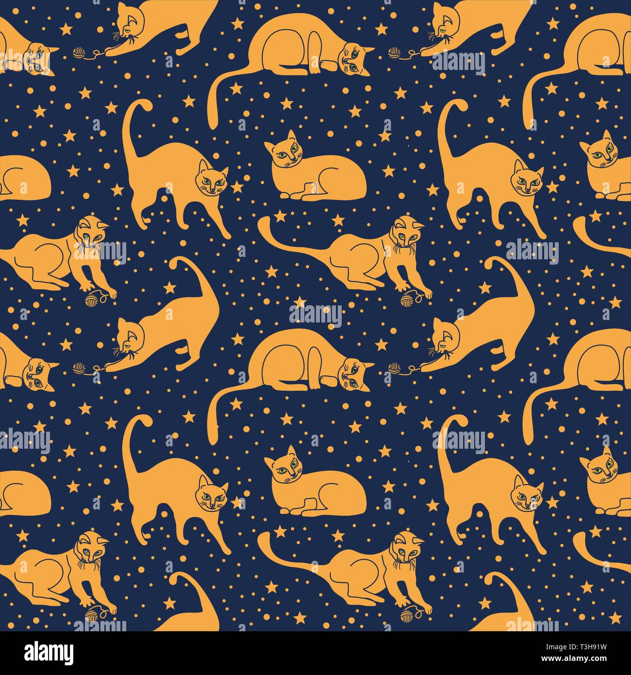 Modello senza giunture, funny gatti in pose quotidiane, giocando in Borgogna spazio tra i grovigli e topi, illustrazione vettoriale Illustrazione Vettoriale