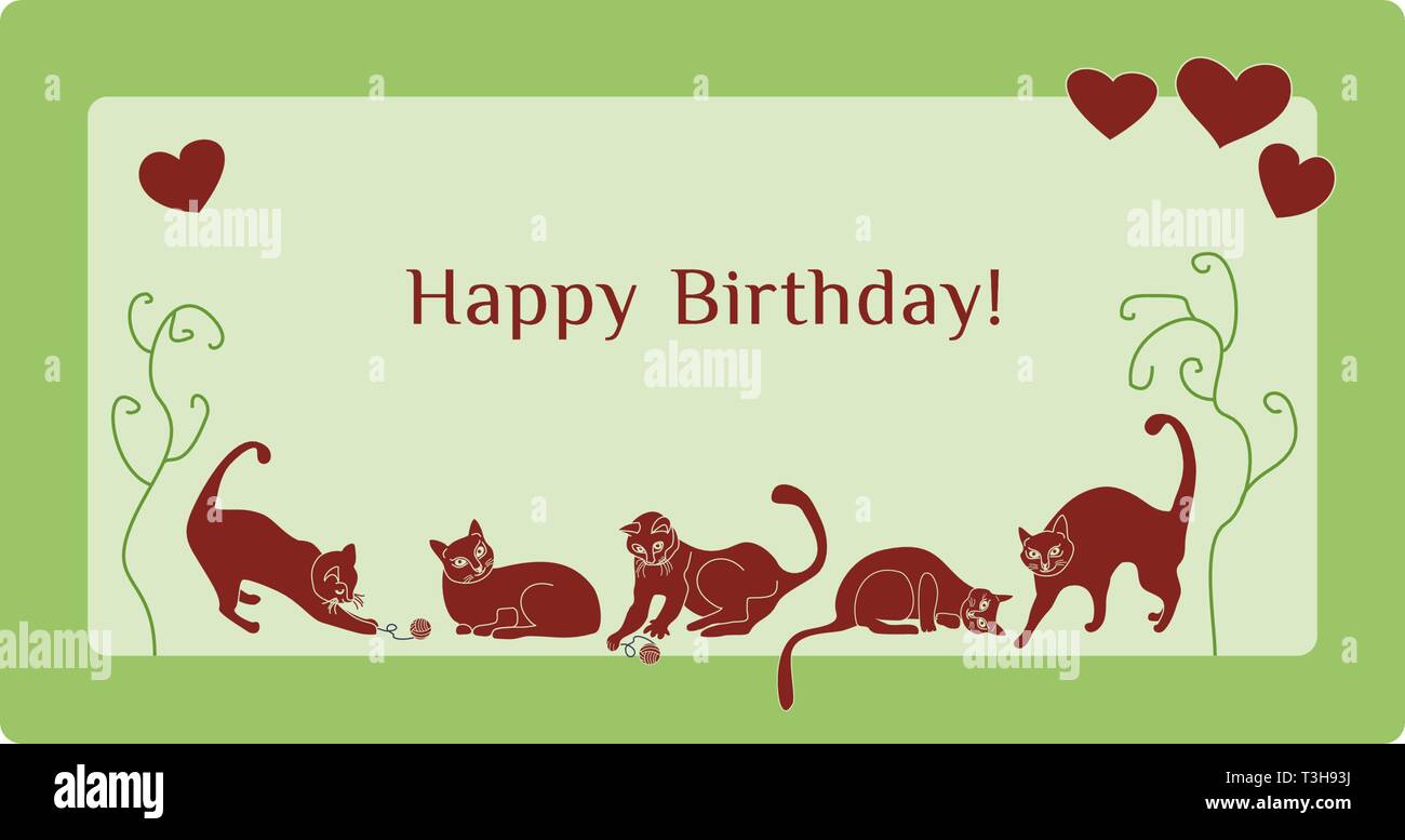 Gatti divertenti sono i migliori amici per un biglietto di auguri, t-shirt design o poster. Festa di compleanno Illustrazione Vettoriale