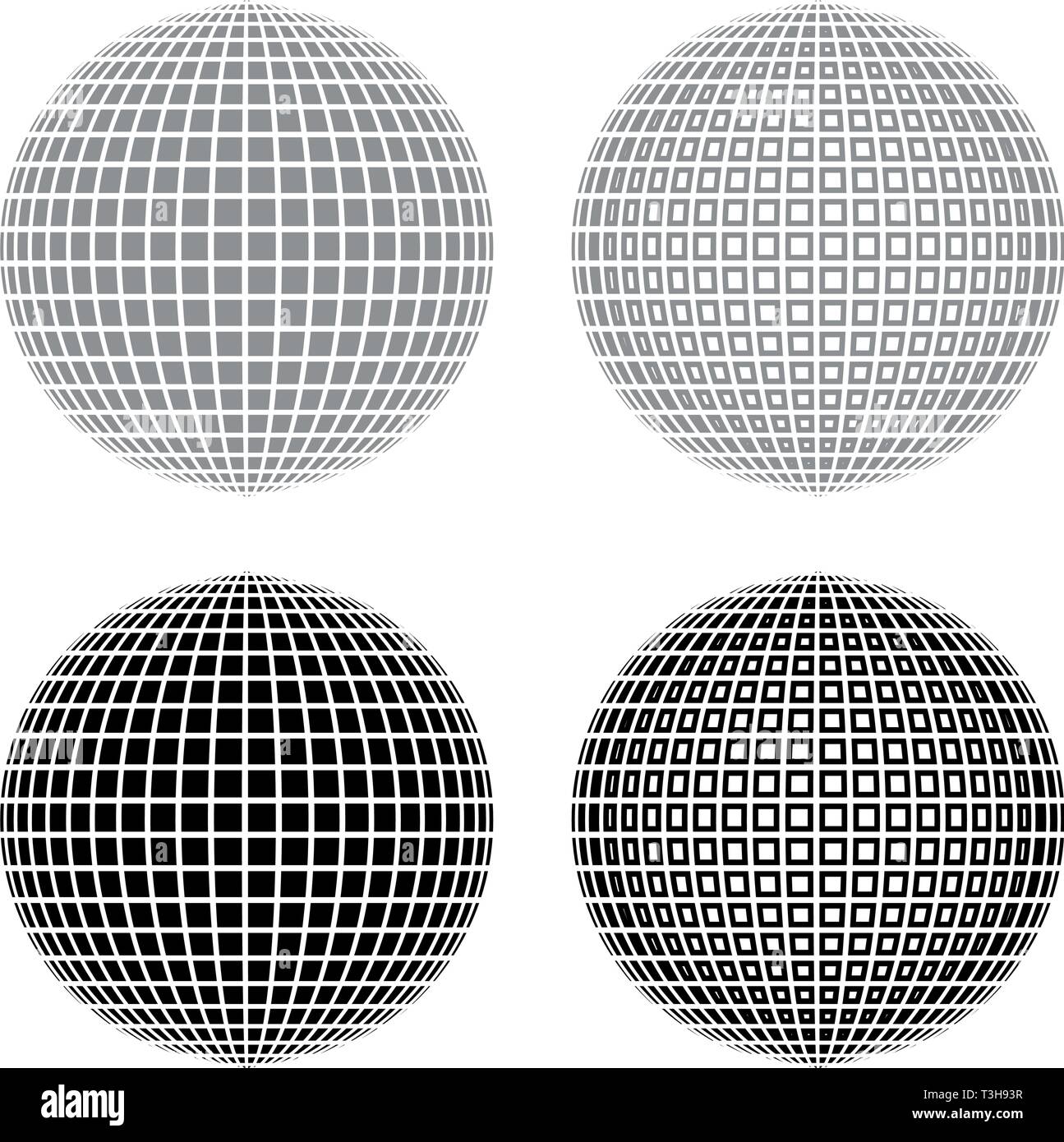 Palla da discoteca Discoteca il concetto di partito sfera mondo concetto idea Web icon set nero colore grigio illustrazione vettoriale stile piatto semplice immagine Illustrazione Vettoriale