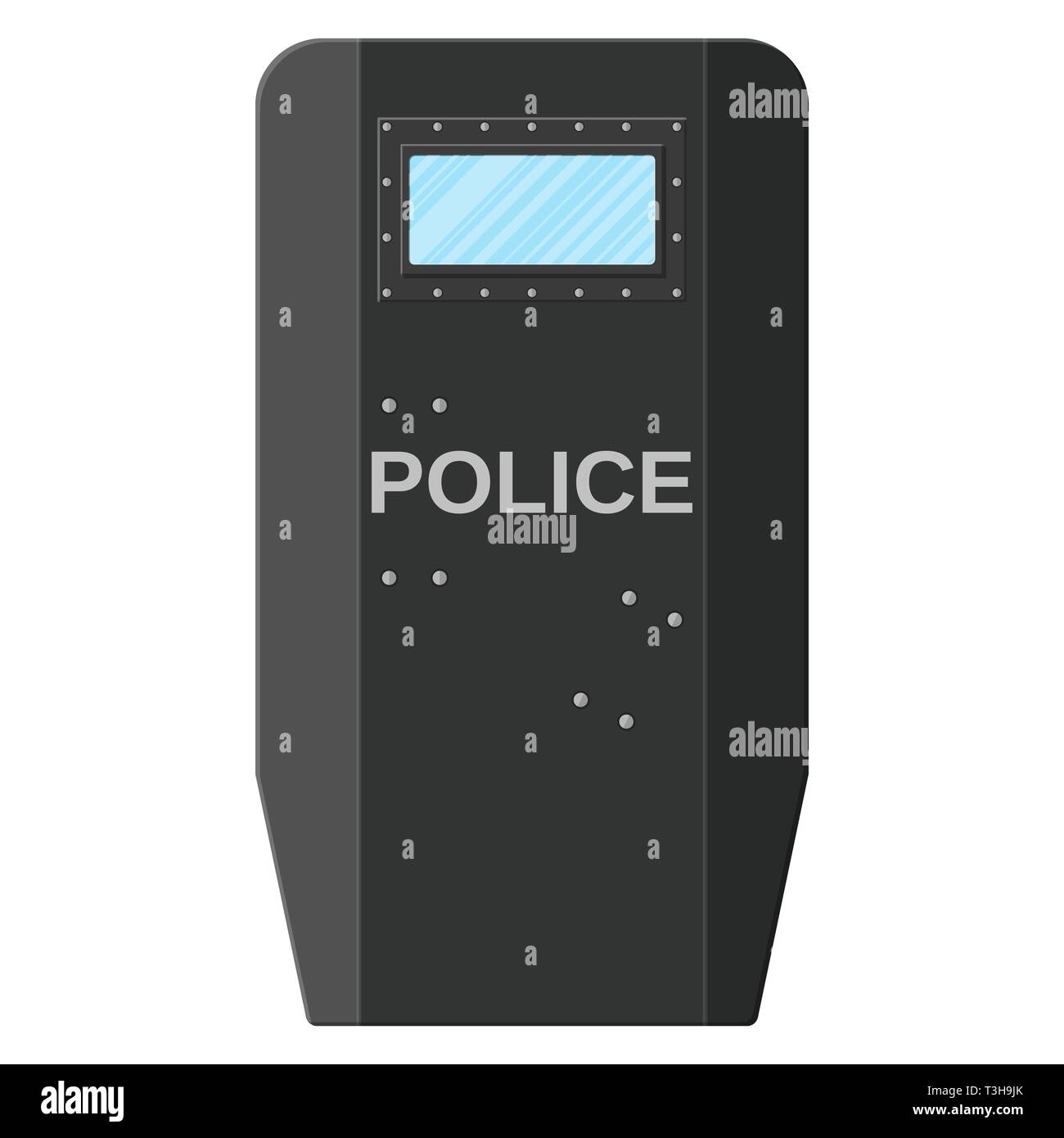Polizia moderna assalto scudo. Illustrazione Vettoriale in stile piatto Illustrazione Vettoriale
