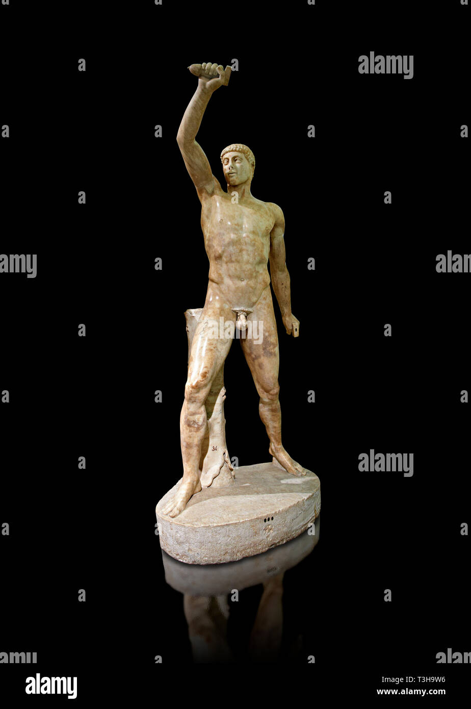 Ii secolo D.C. Romana scultura in marmo di Aristogeiton dal gruppo Tyrannicide, copia romana di un inizio periodo classico Geek originale, inv 6307, Foto Stock