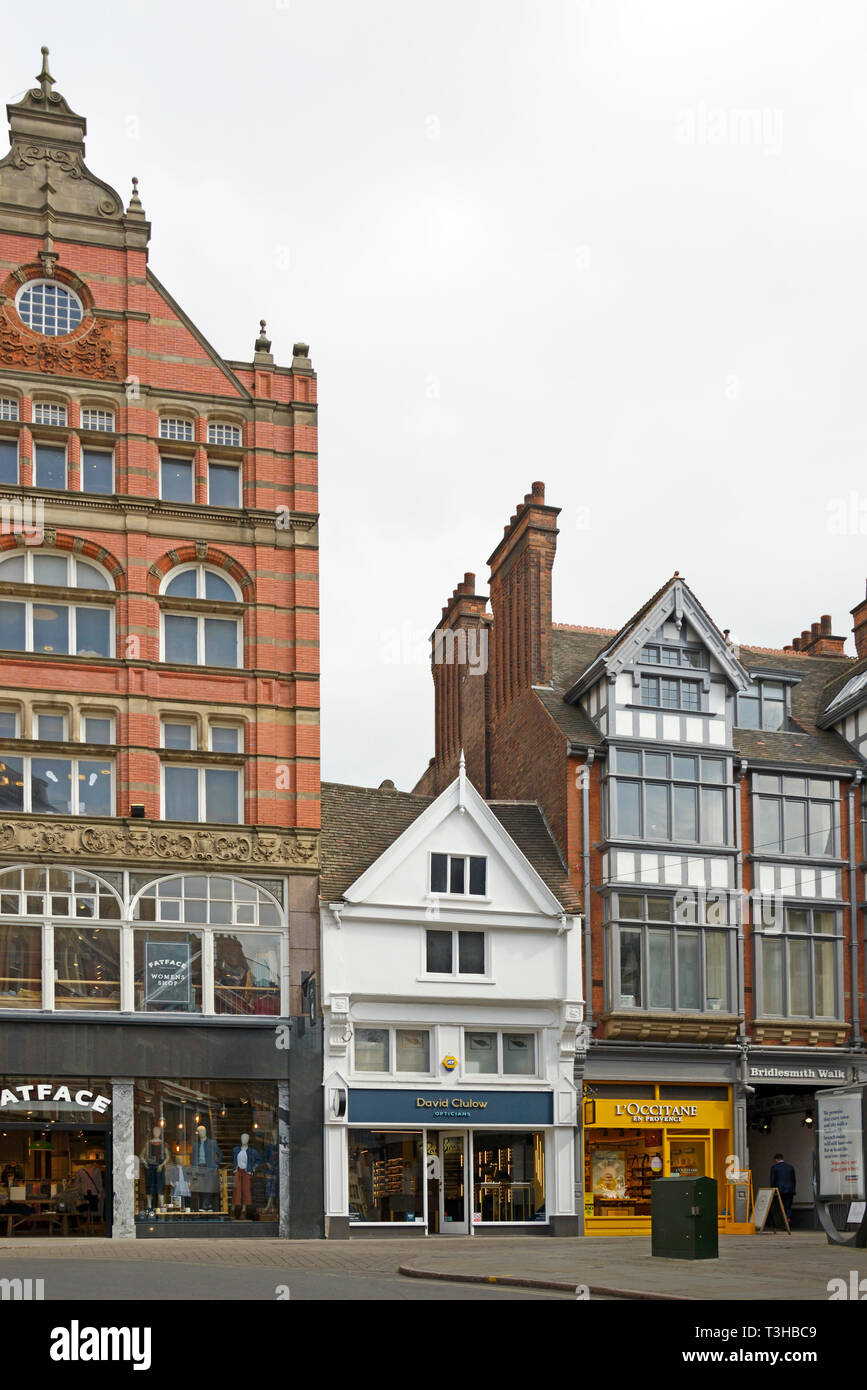 L'architettura interessante, a Bridlesmith Gate, Nottingham Foto Stock