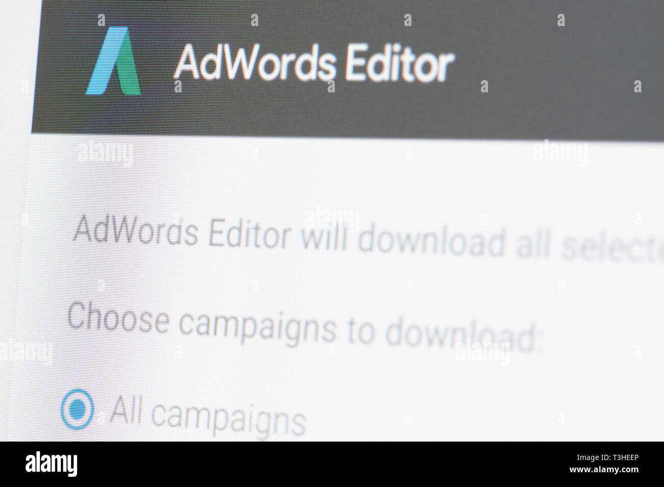 New york, Stati Uniti d'America - Aprile 8, 2019: Google Adwords editor su schermo digitale macro vista ravvicinata Foto Stock