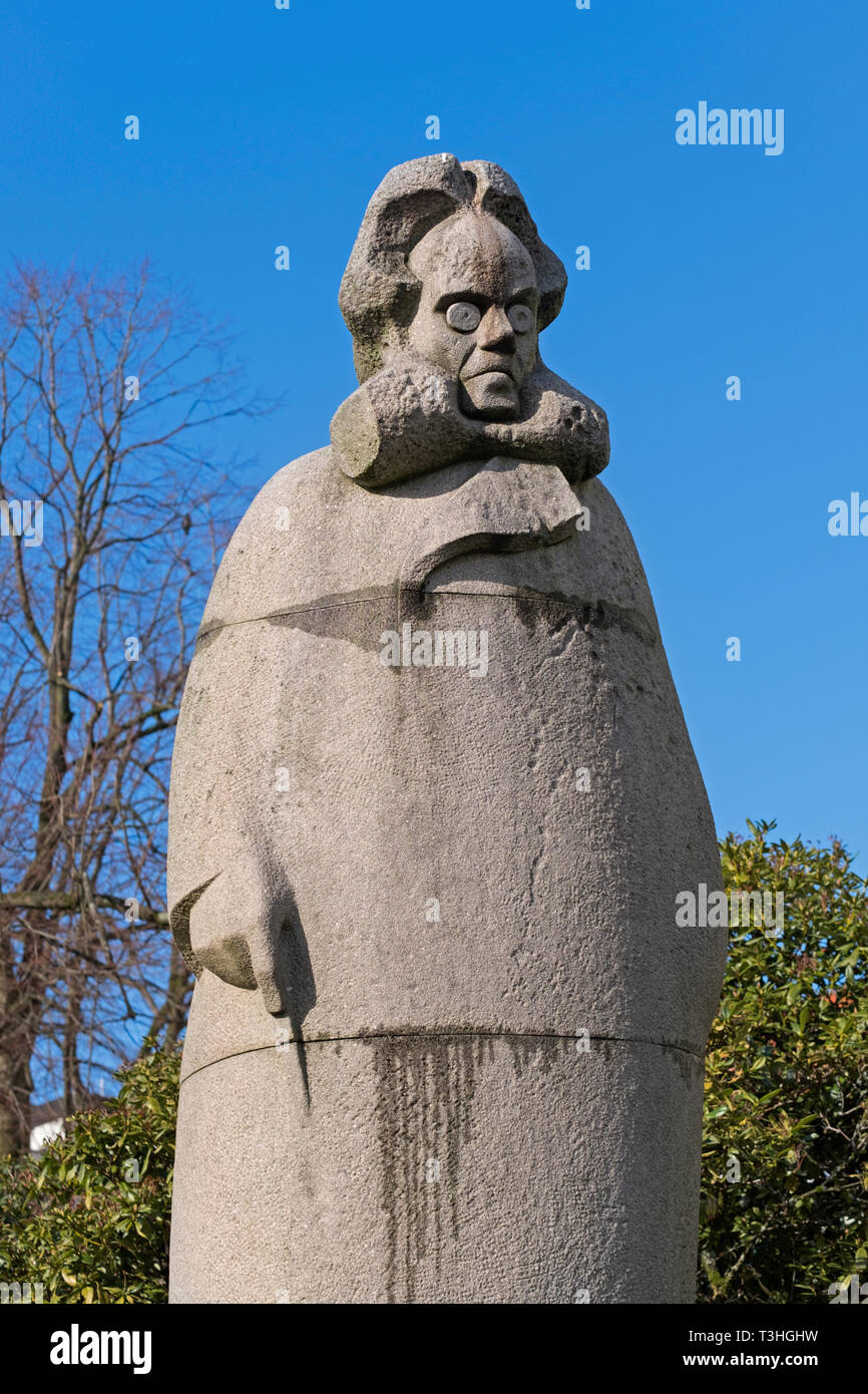 Henrik Ibsen statua Bergen in Norvegia Foto Stock