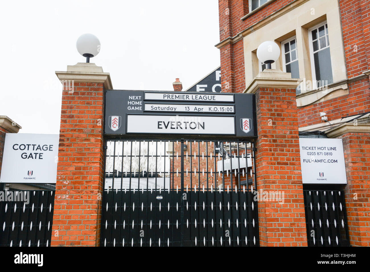 Craven Cottage è la sede del Fulham Football Club, Fulham, West London, Inghilterra, Regno Unito Foto Stock